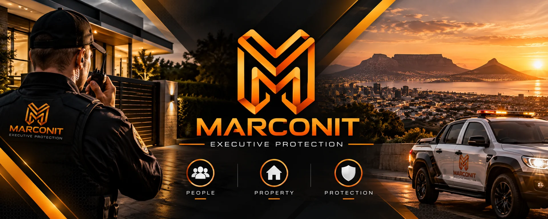 Marconit security officer, response vehicle, and Cape Town operations