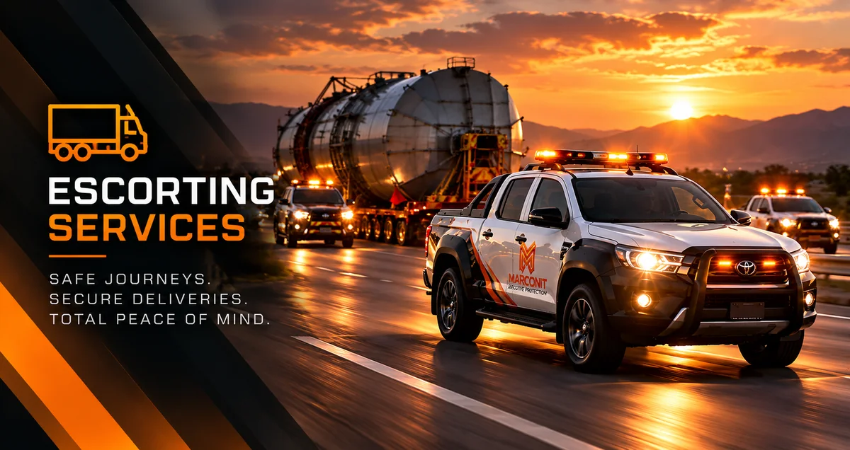 Marconit escorting vehicles protecting a specialist road movement